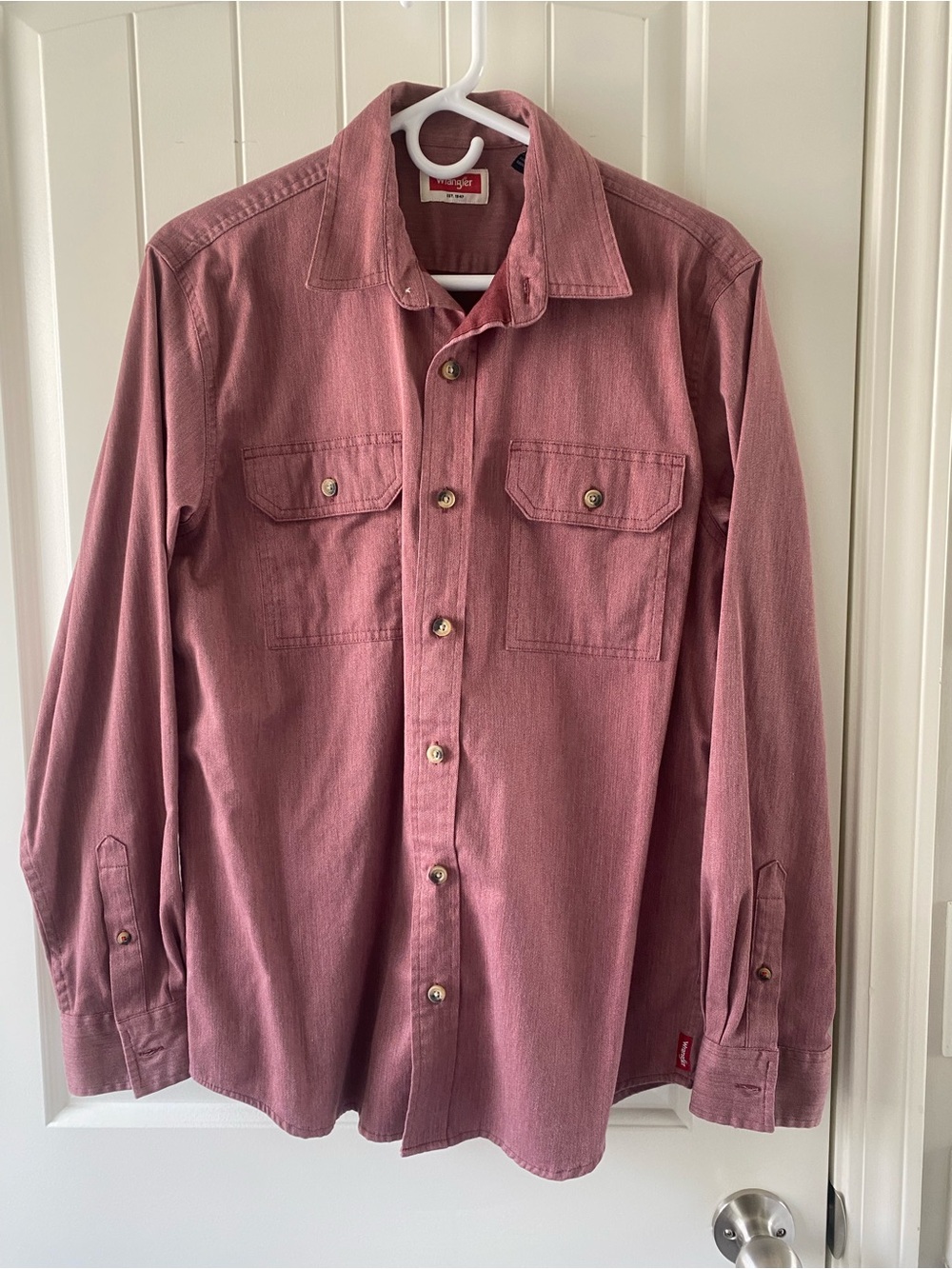 Wrangler Men's Button-Down Shirt in Dusty Rose